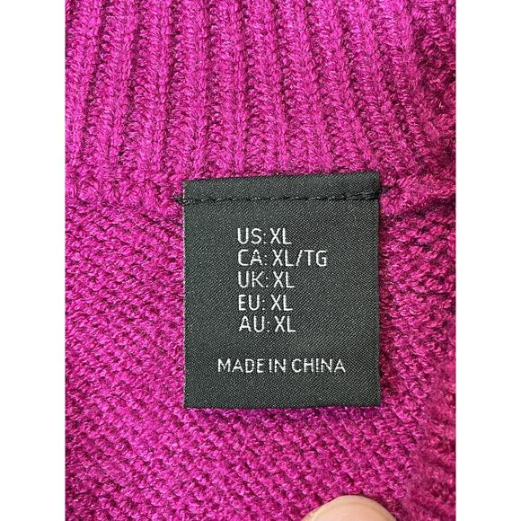 Tahari Sweater Womens XL Magenta Cable Knit Crewneck Pullover Long Sleeve Soft - Picture 7 of 10